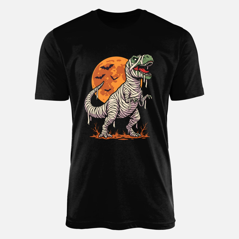 T-shirts: Mummy T-Rex with Halloween Moon