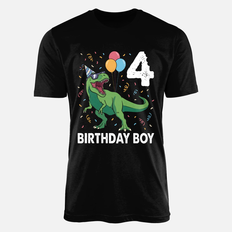 T-shirts: 4 Birthday Boy Dinosaur T-Rex