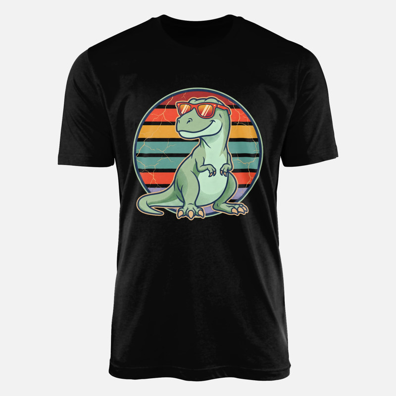 T-shirts: Retro Sunset T-Rex with Sunglasses