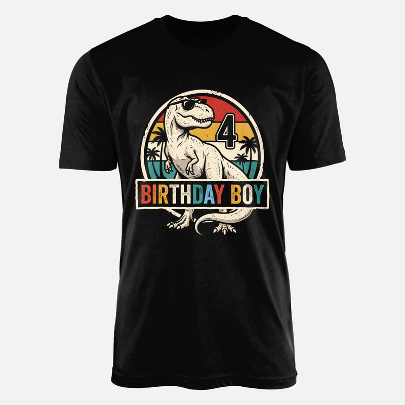 T-shirts: 4 Birthday Boy Dinosaur T-Rex
