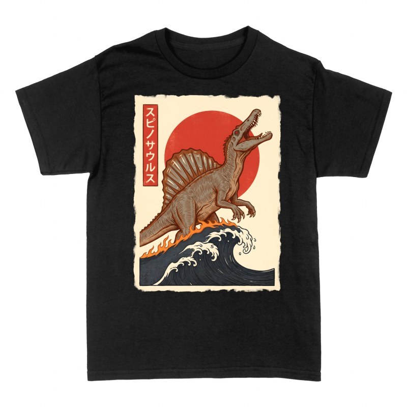 T-shirts: Japanese Ukiyo-e Spinosaurus Waves