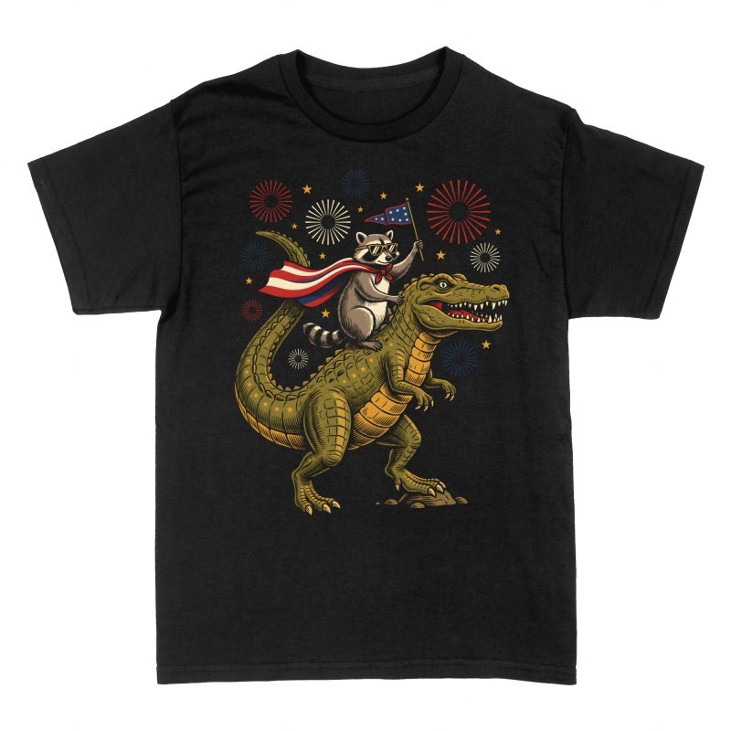 T-shirts: Patriotic Raccoon Riding Alligator