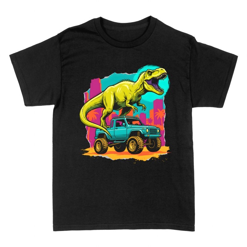 T-shirts: T-Rex on 4x4 Truck Synthwave