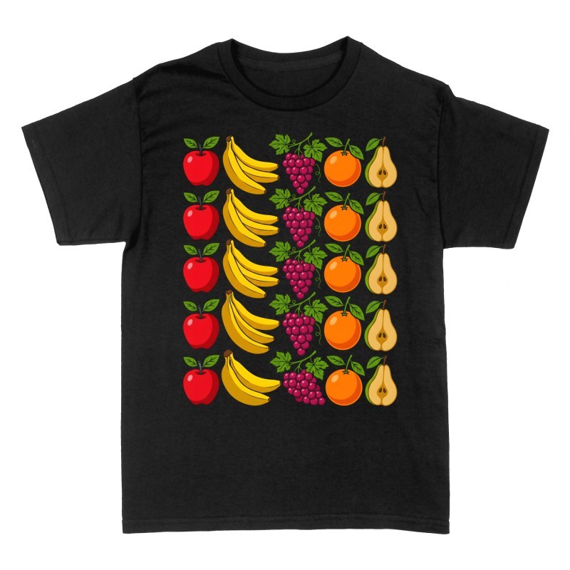 T-shirts: Assorted Fruit Grid Pattern