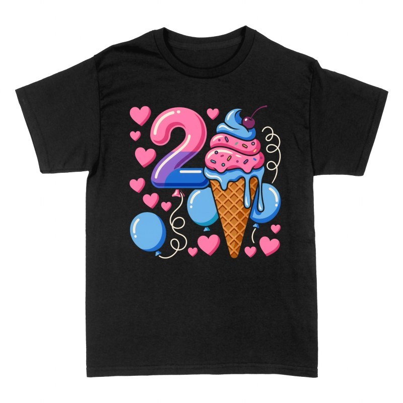 T-shirts: 2nd Birthday Ice Cream & Balloon Number 2