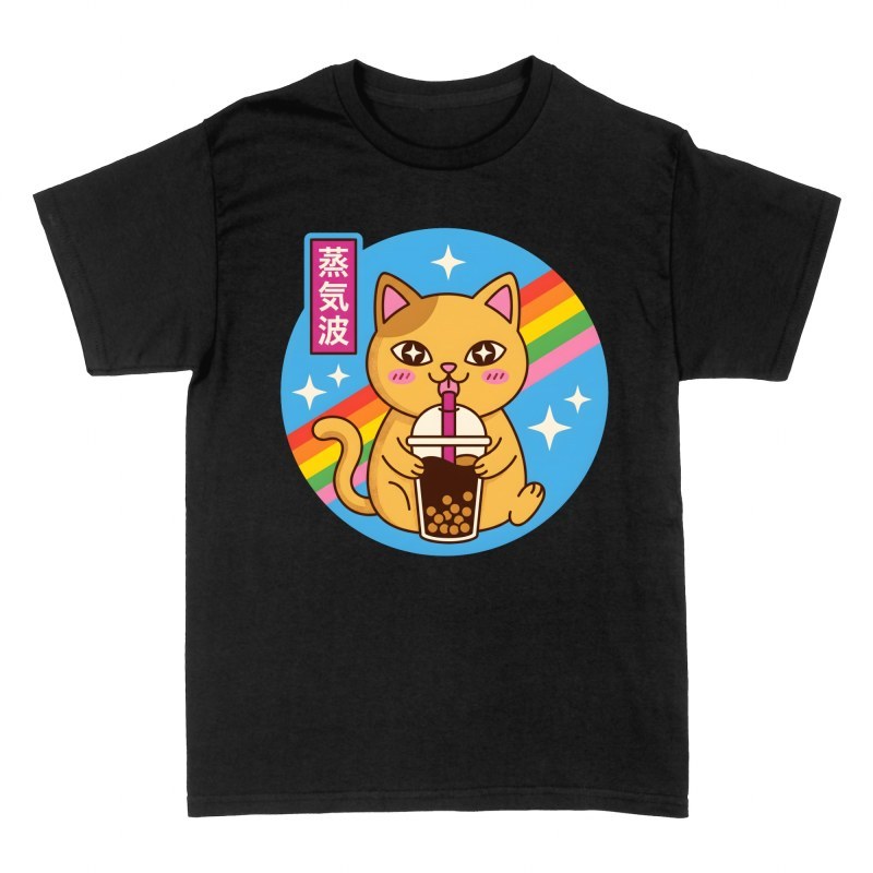 T-shirts: Kawaii Cat Drinking Boba Tea