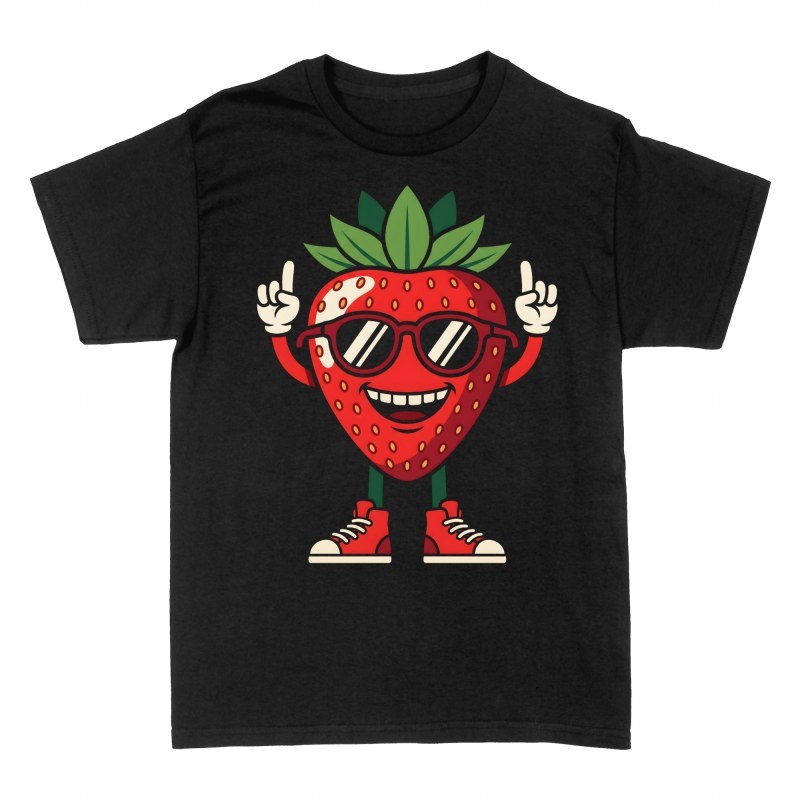 T-shirts: Cartoon Strawberry with Sunglasses