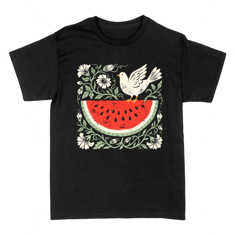 T-shirts: Bird on Watermelon Folk Art