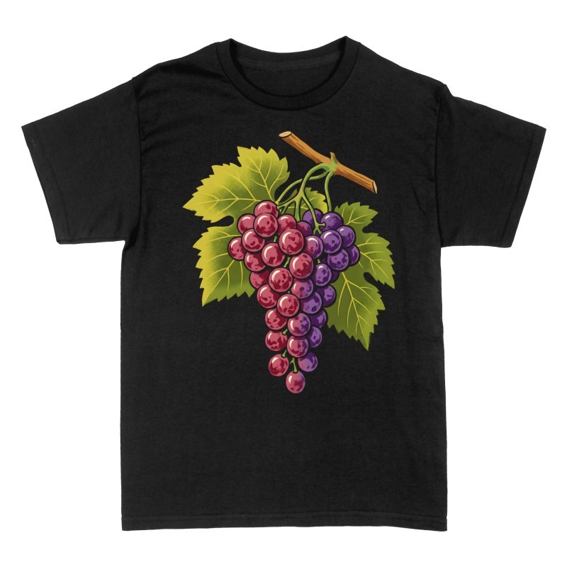 T-shirts: Purple Grapes Bunch with Vine Leaves