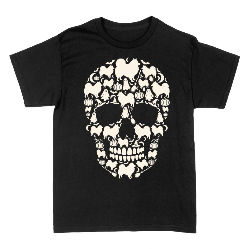 T-shirts: Halloween Pomeranian Skull Mosaic