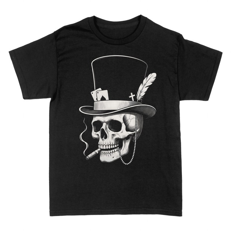 T-shirts: Gentleman Skull with Top Hat and Cigar
