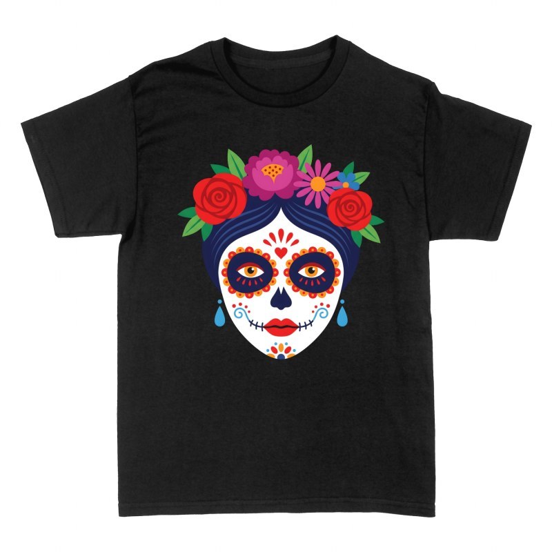 T-shirts: Mexican Catrina with Floral Crown