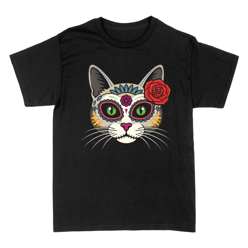 T-shirts: Day of the Dead Sugar Skull Cat