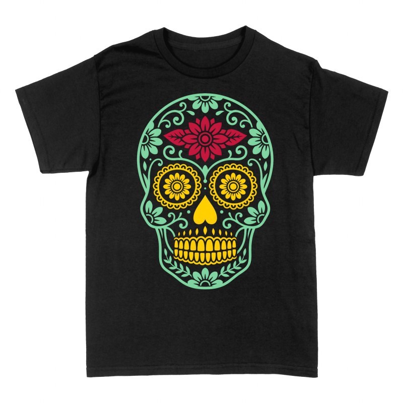 T-shirts: Mexican Floral Sugar Skull
