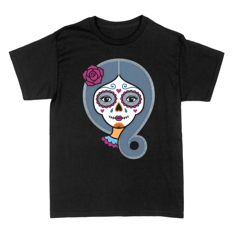 T-shirts: Mexican Catrina with Rose