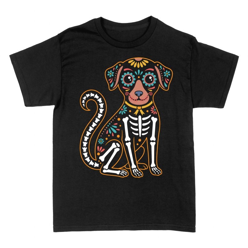 T-shirts: Mexican Sugar Skull Dog