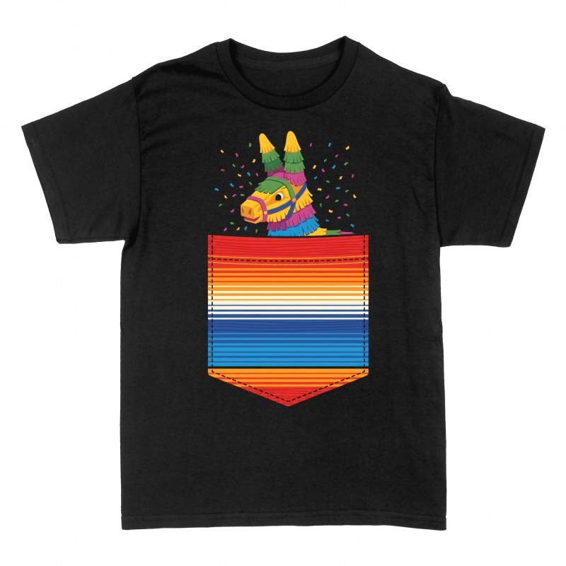 T-shirts: Mexican Pi&ntilde;ata in Sarape Faux Pocket