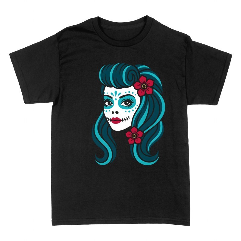 T-shirts: Retro Pin-Up Catrina Sugar Skull