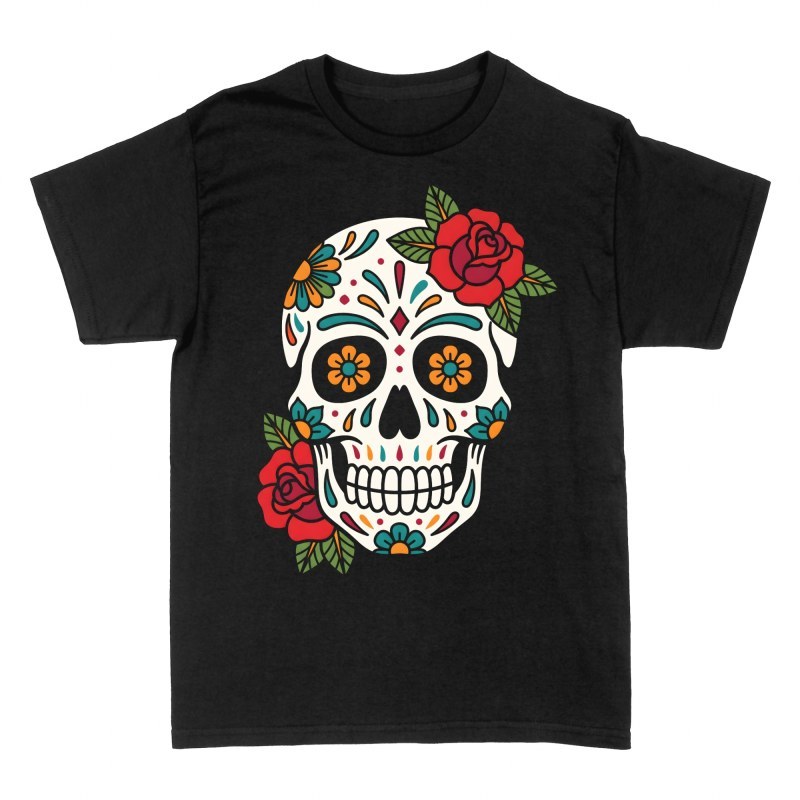 T-shirts: Mexican Sugar Skull with Roses