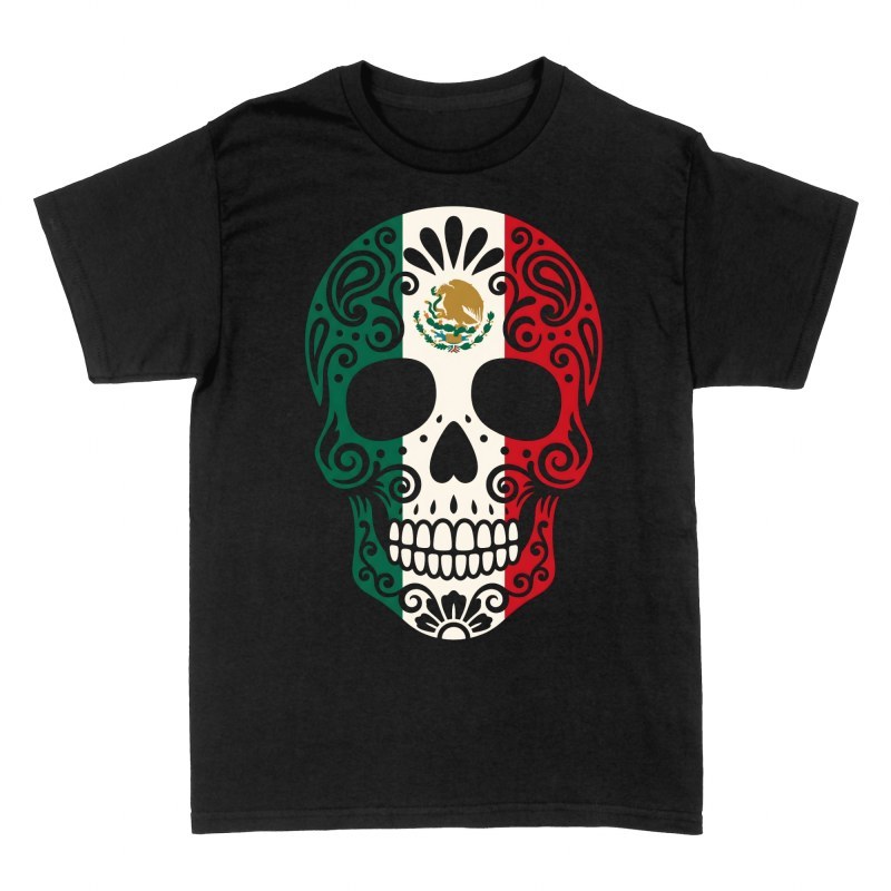 T-shirts: Mexican Flag Sugar Skull