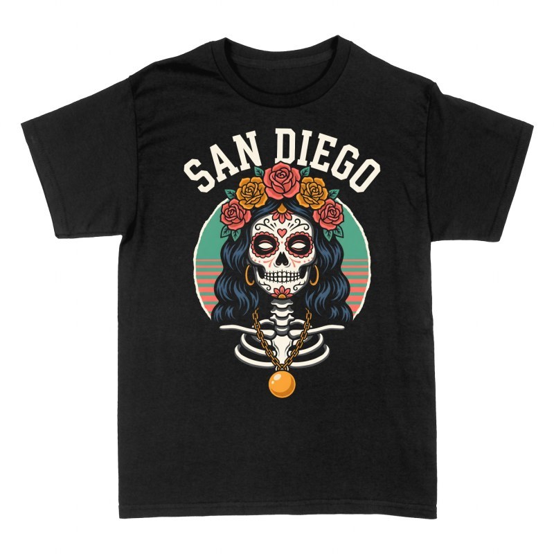 T-shirts: San Diego Mexican Sugar Skull Catrina