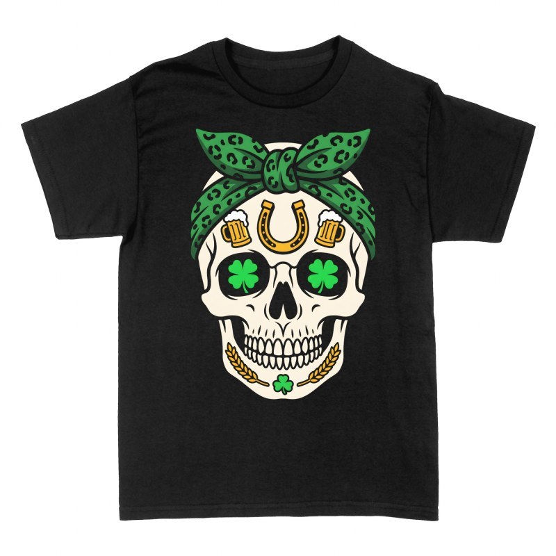 T-shirts: Saint Patrick Shamrock Sugar Skull