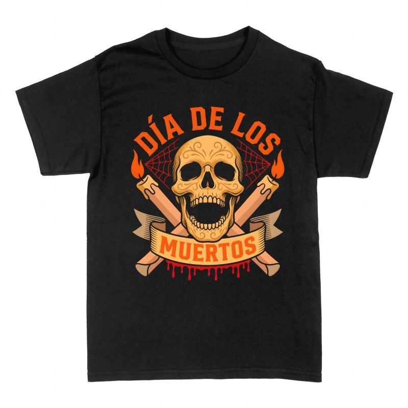 T-shirts: Day of the Dead Skull with Candles