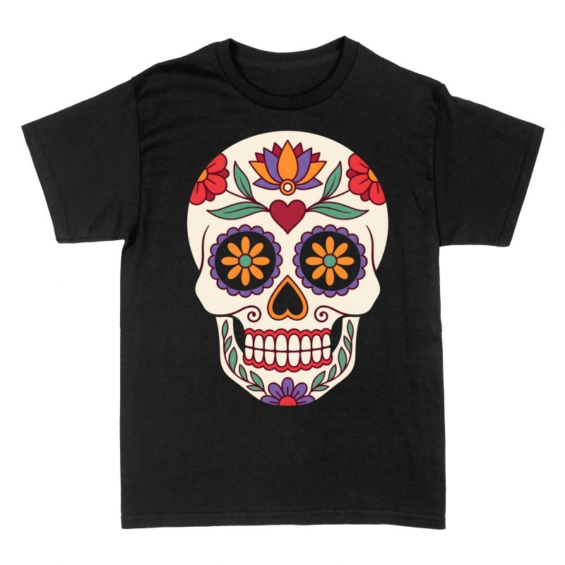 T-shirts: Floral Mexican Sugar Skull