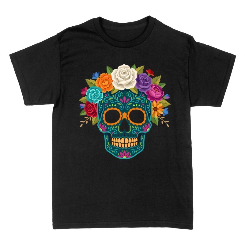 T-shirts: Floral Sugar Skull