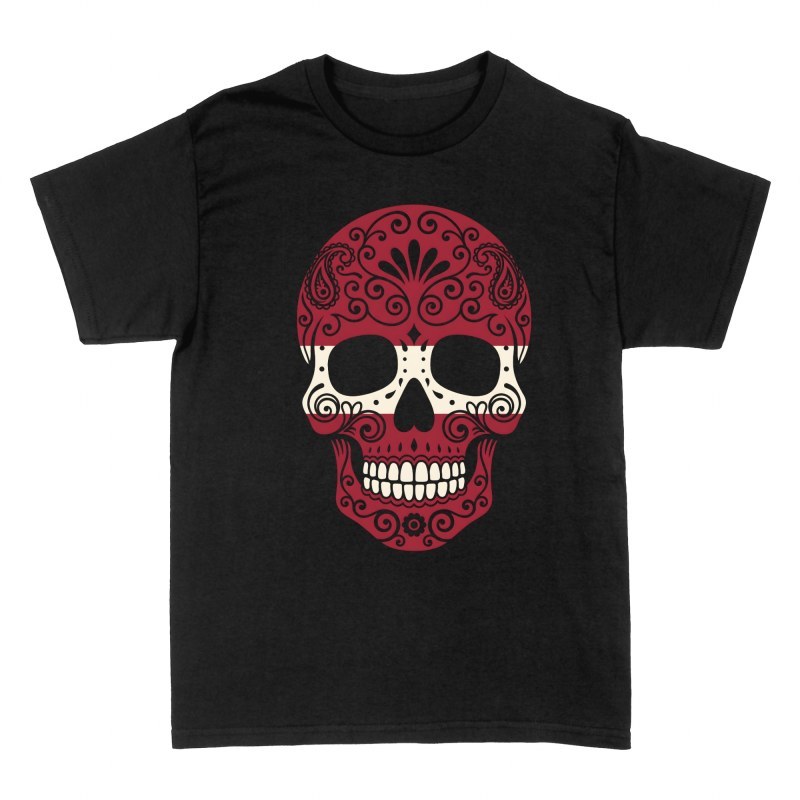T-shirts: Latvia Flag Sugar Skull