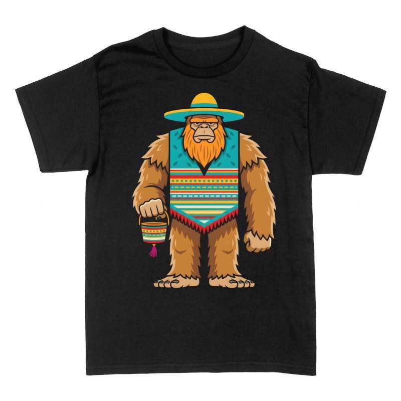 T-shirts: Mexican Bigfoot with Poncho and Sombrero