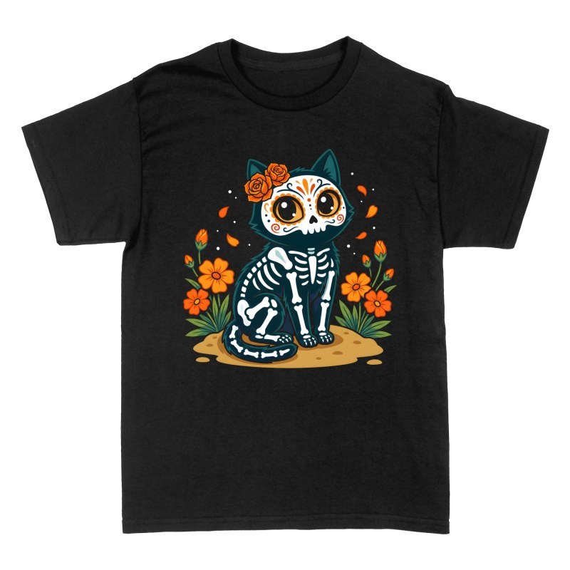 T-shirts: Dia de Muertos Sugar Skull Cat