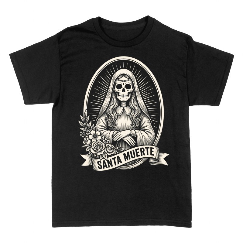 T-shirts: Santa Muerte Woodcut Engraving