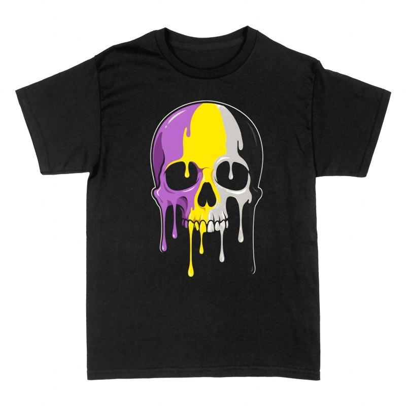 T-shirts: Melting Non-Binary Pride Skull