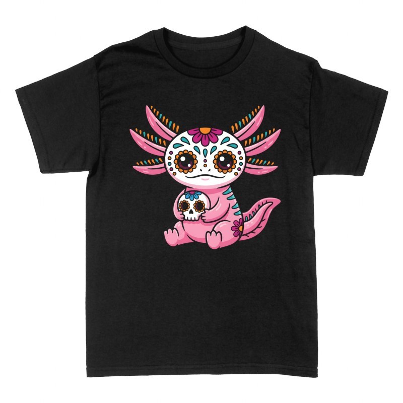 T-shirts: Day of the Dead Axolotl Sugar Skull