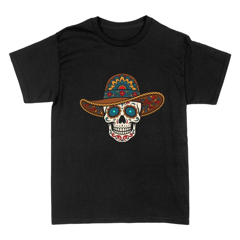T-shirts: Mexican Sugar Skull with Sombrero