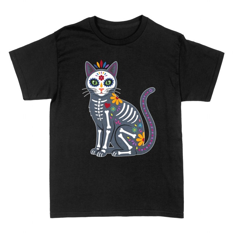 T-shirts: Day of the Dead Sugar Skull Cat