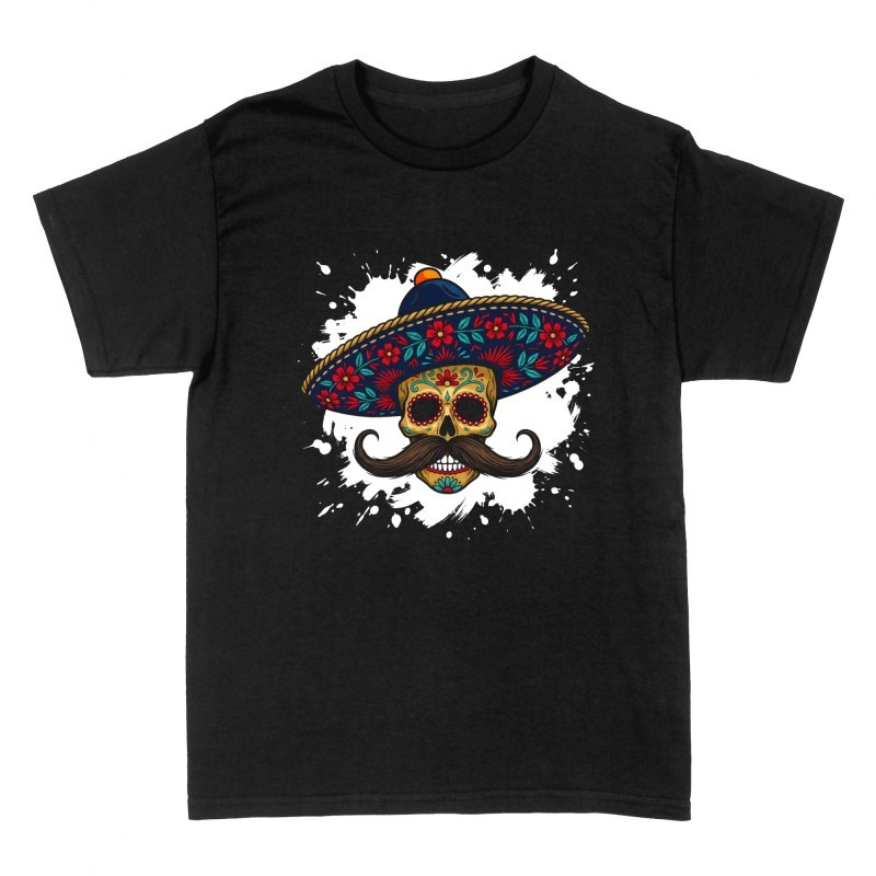 T-shirts: Mariachi Sugar Skull with Mustache