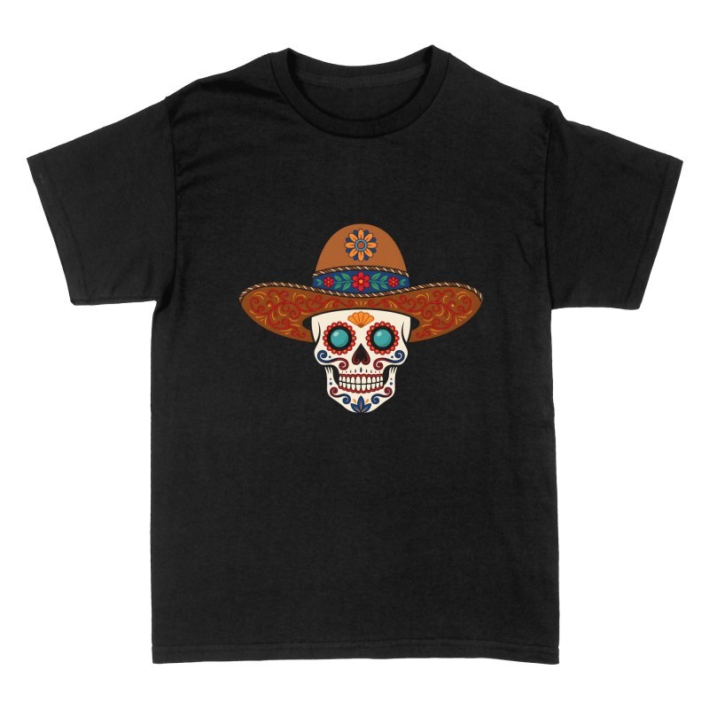 T-shirts: Mexican Sugar Skull with Sombrero