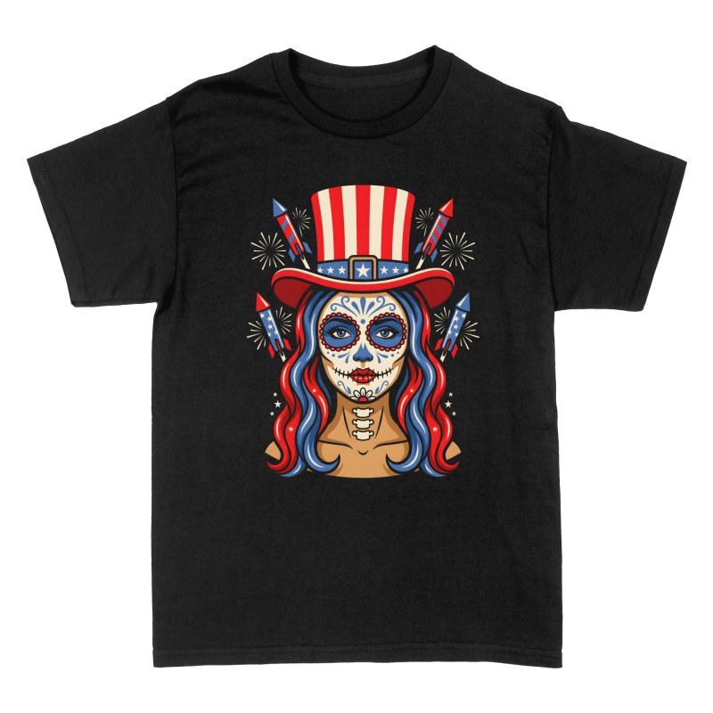 T-shirts: Patriotic 4th of July Sugar Skull