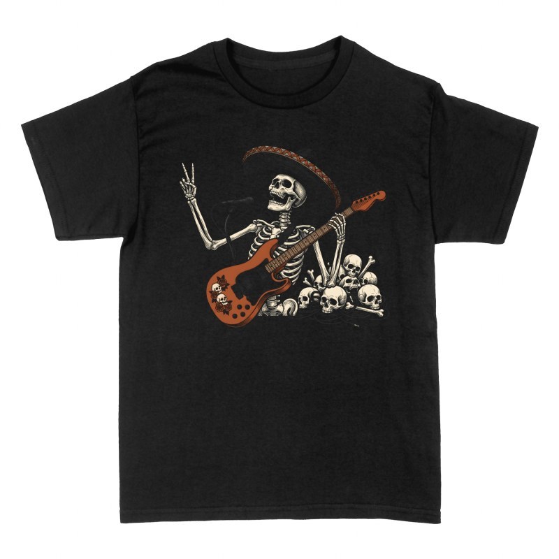 T-shirts: Rock Mariachi Skeleton Playing Guitar