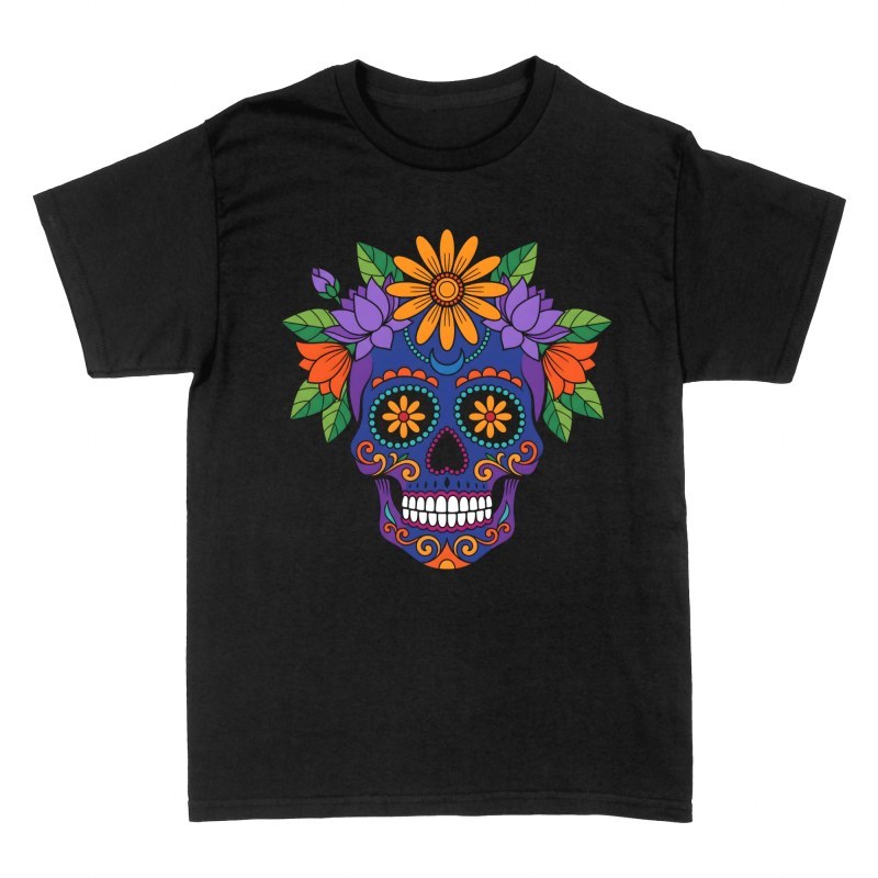 T-shirts: Mexican Filigree Floral Sugar Skull