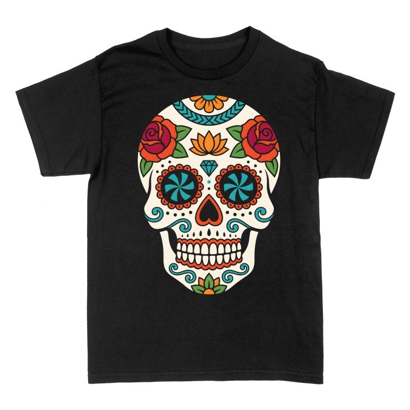 T-shirts: Mexican Sugar Skull with Roses