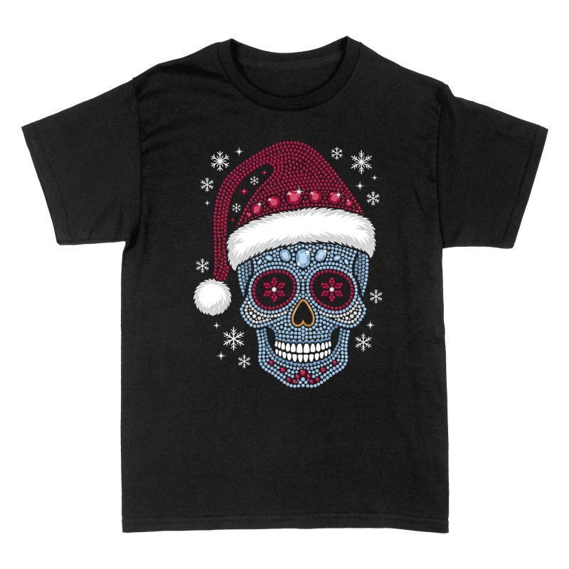 T-shirts: Christmas Rhinestone Sugar Skull