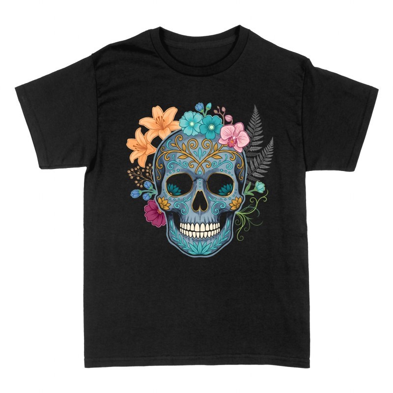 T-shirts: Ornate Floral Sugar Skull
