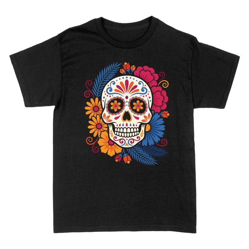 T-shirts: Mexican Floral Sugar Skull