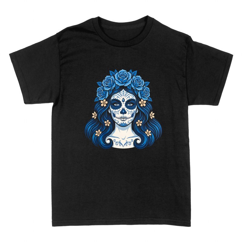 T-shirts: Catrina with Blue Roses