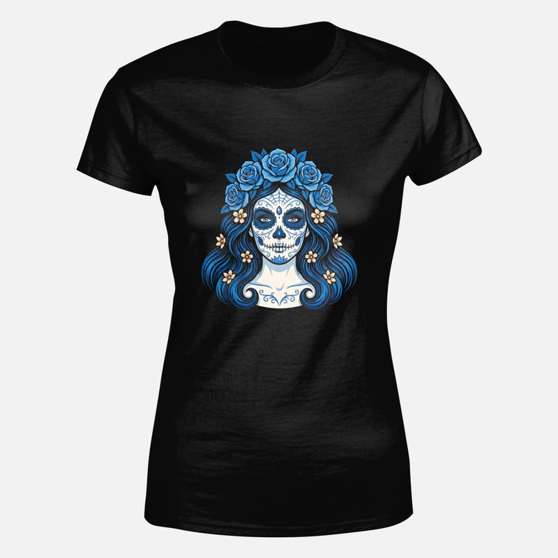 T-shirts: Catrina with Blue Roses