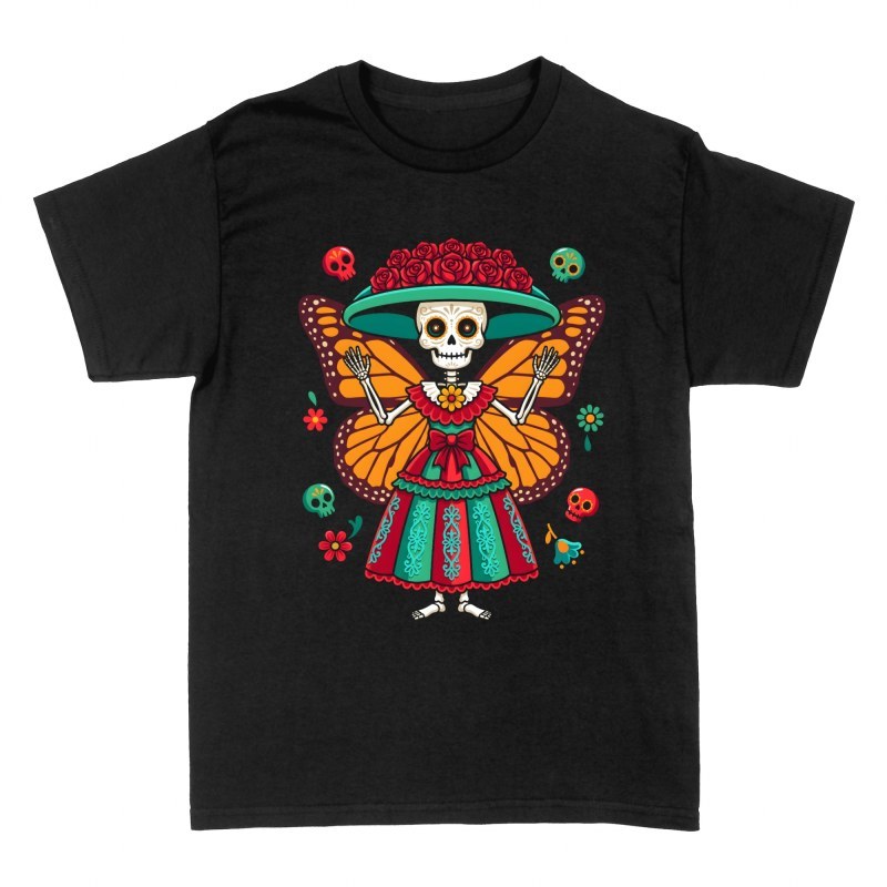 T-shirts: Monarch Butterfly Mexican Catrina