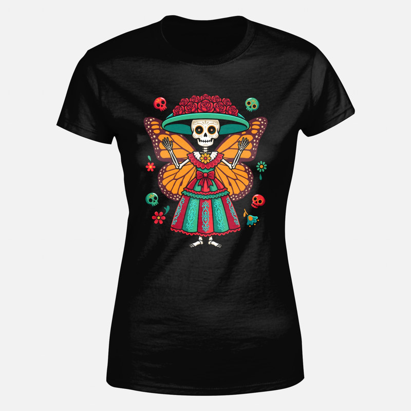 T-shirts: Monarch Butterfly Mexican Catrina